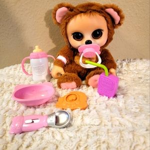 Jakks Pacific Animal Babies Nursery Baby Brown Bear Plush Doll Vinyl Face 11"